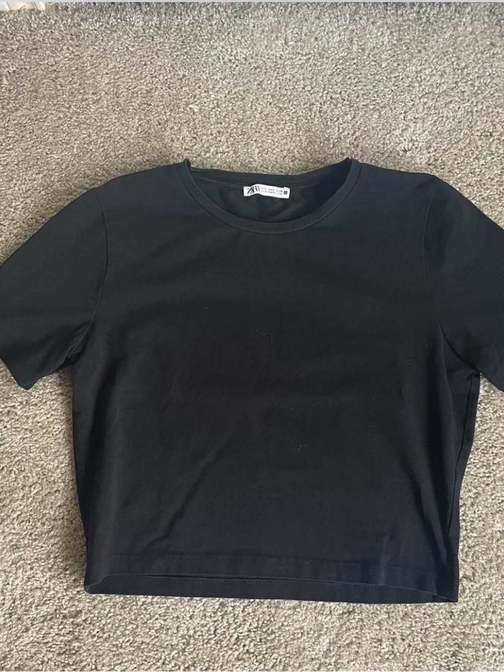 Zara Black Crewneck Short Sleeve Top